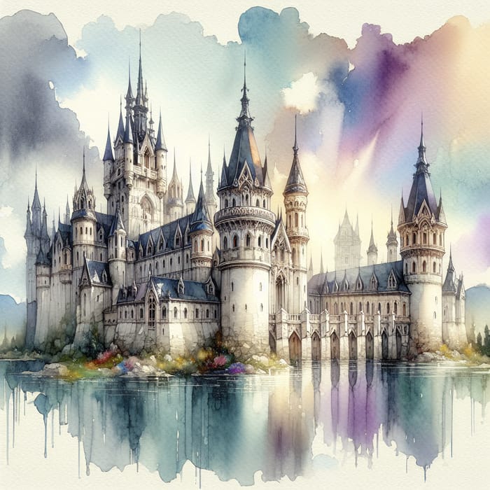 Fantasy Castle Watercolor - Enchanting Architecture