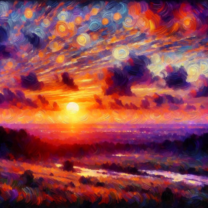 Impressionist Sunset: Captivating Sky Tapestry
