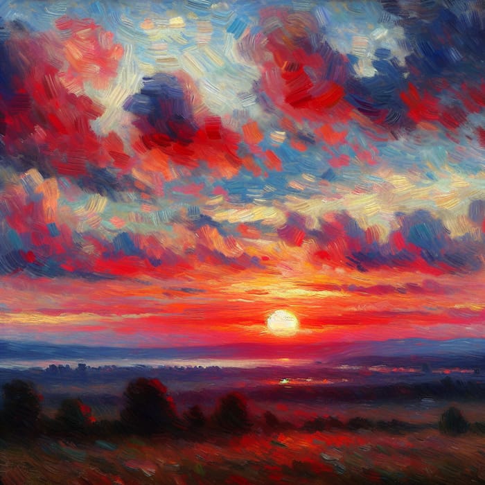 Impressionist Sunset Painting | Expressive Sky & Landscape Art