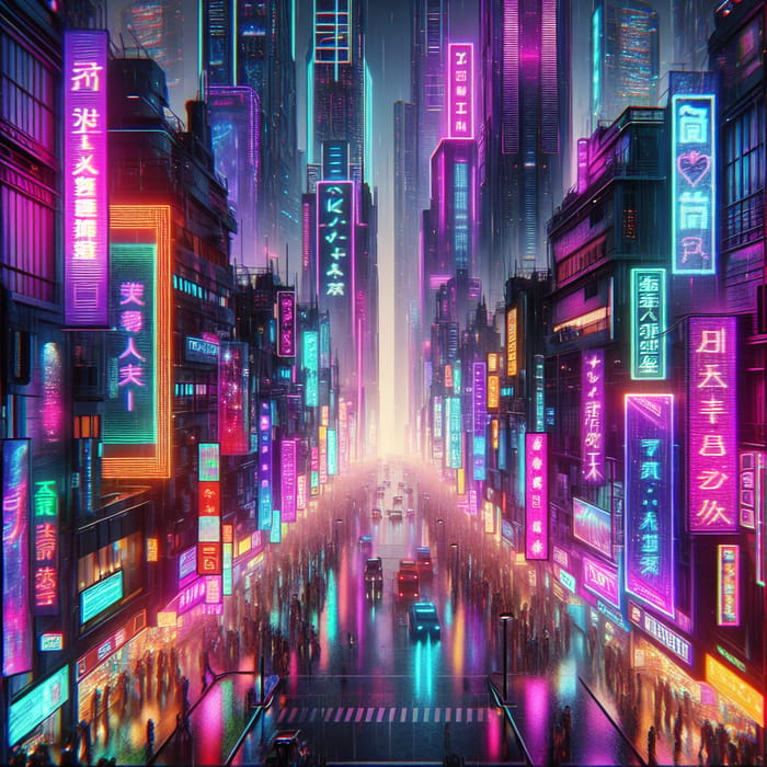 Neon City Cyberpunk: A Vibrant Neon-Drenched Metropolis