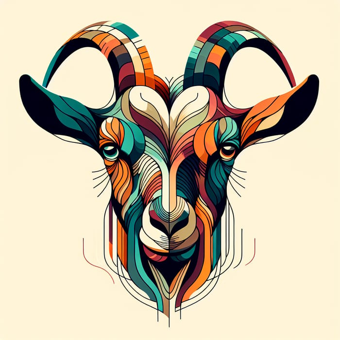 Ethereal Abstract Goat Art | Vibrant Geometric & Organic Forms
