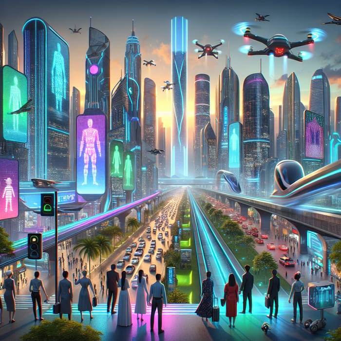 World-Class Futuristic Sci-Fi City: Diverse Technological Marvel