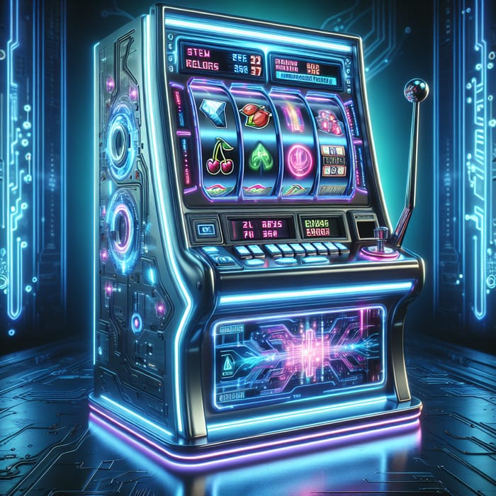 Futuristic Slot Machine - Digital Reels & Holographic Symbols