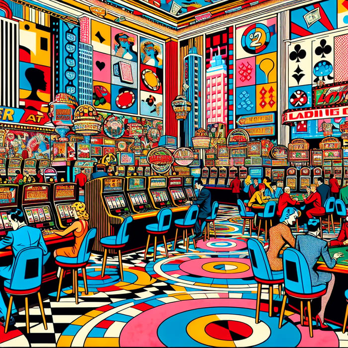 Pop Art Casino Scene - Lively and Exciting Gaming Experience