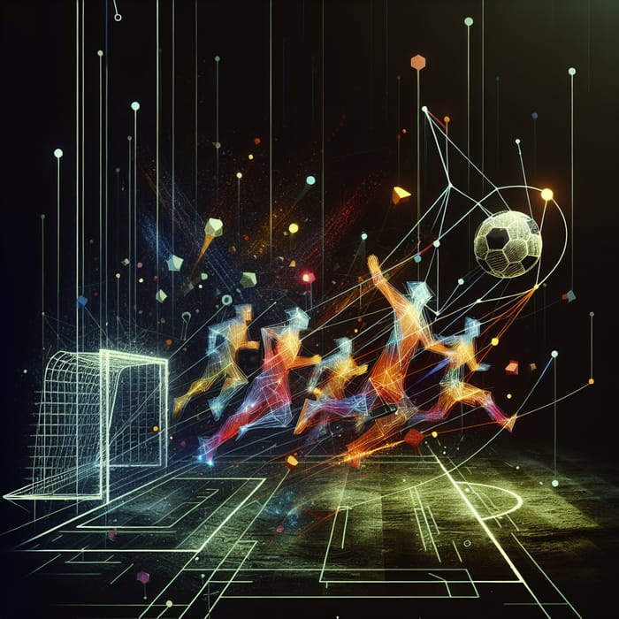 Abstract Football Field Art: Kinetic Energy and Strategies