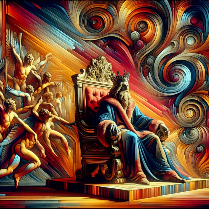 7King | Abstract Realism Art: Majestic Figure on Grand Throne