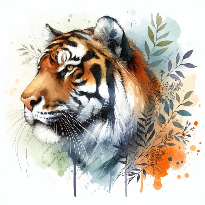 Tiger Watercolor Art | Wildlife Painting - Stunning Tiger in Watercolor Style