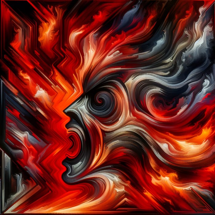 Angry Abstract Art | Bold Geometric Pattern in Fiery Reds & Blacks