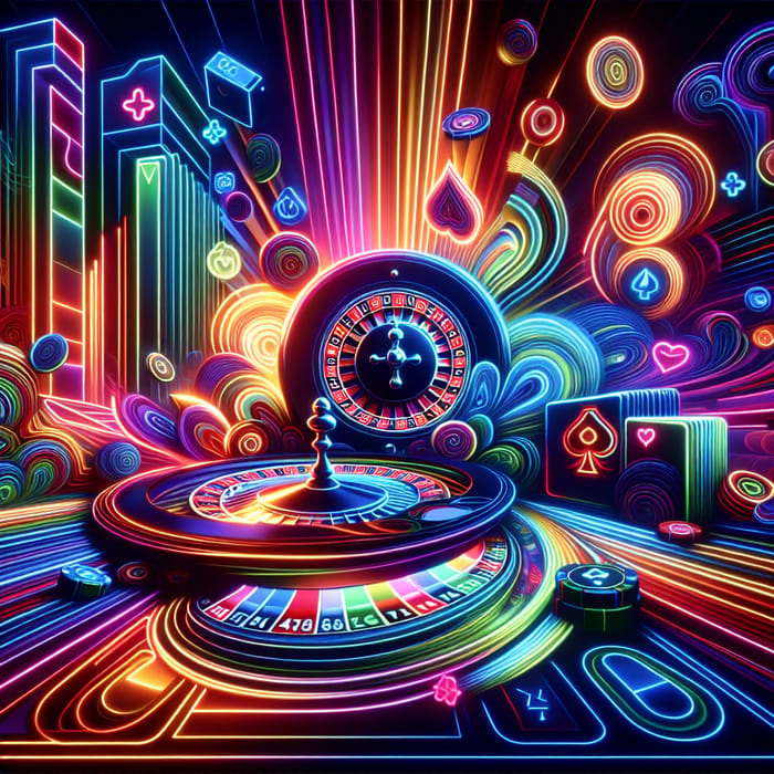 Abstract Casino Art: Neon Colors & Geometrical Forms