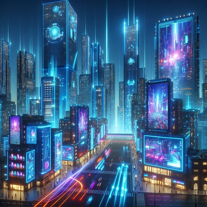 Futuristic Neon Lights Cityscape