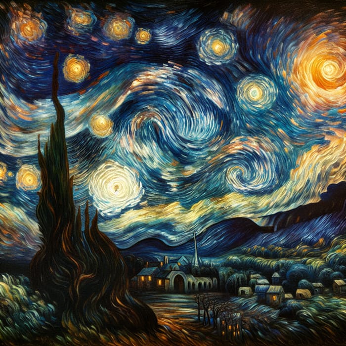 Starry Night Interpretation: Swirling Sky & Glowing Stars