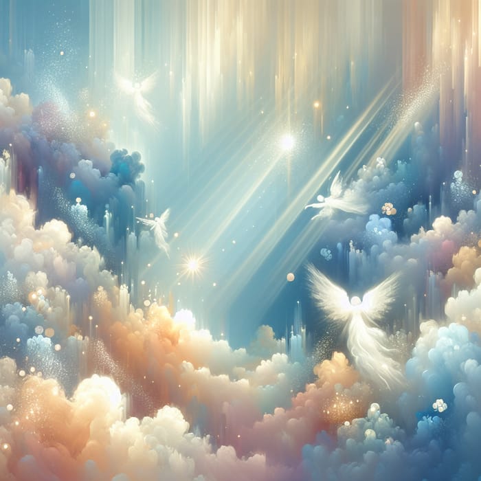 Heavenly Abstract Art: Serene Imagery in Pastel Blues, Whites, Golds