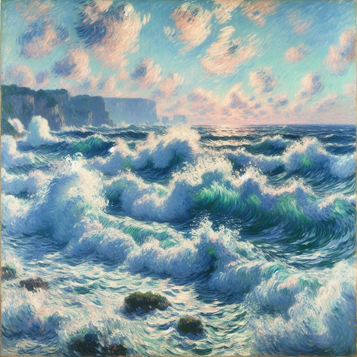 Impressionistic Ocean Waves Art