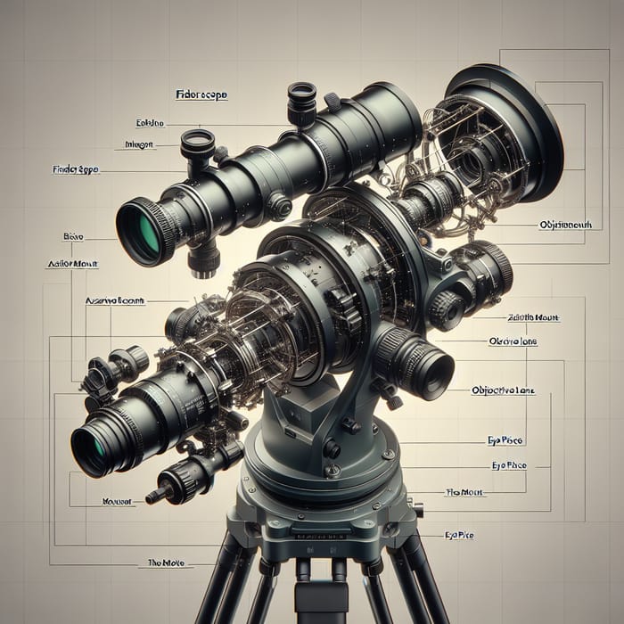 Explore Telescope Parts: Azimuth Mount, Objective Lens, & More