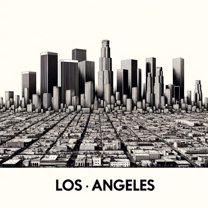 Los Angeles Skyline Pen Drawing - City Silhouette Artwork