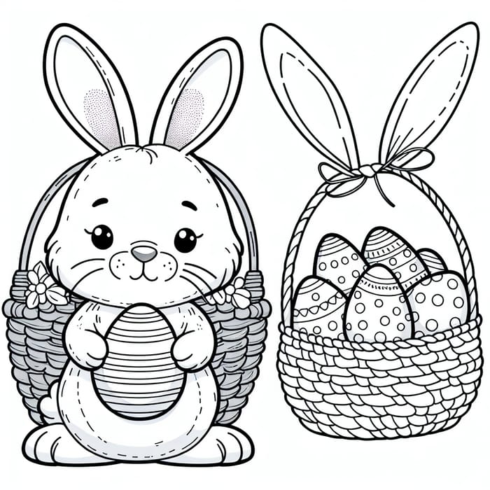 Adorable Easter Bunny Coloring Page for Children