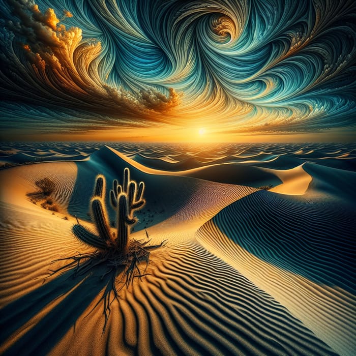 Abstract Desert Landscape: Wavy Sand Dunes & Intricate Patterns