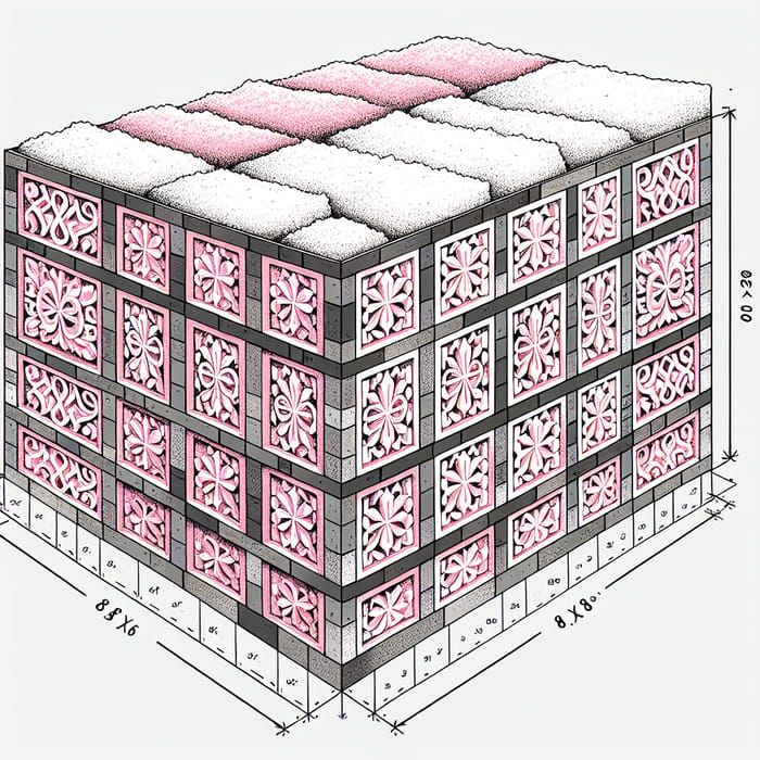 8x18 ft Salt Brick Wall Design with Pink and White Bricks