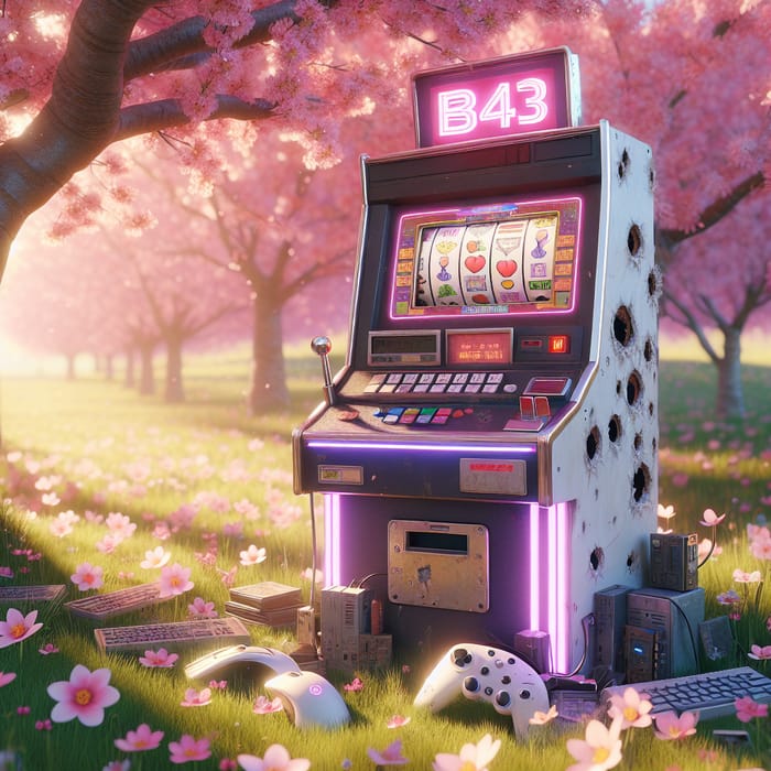 Spring Meadow Slot Machine: Neon Lights, Sakura Trees & Tech Gear