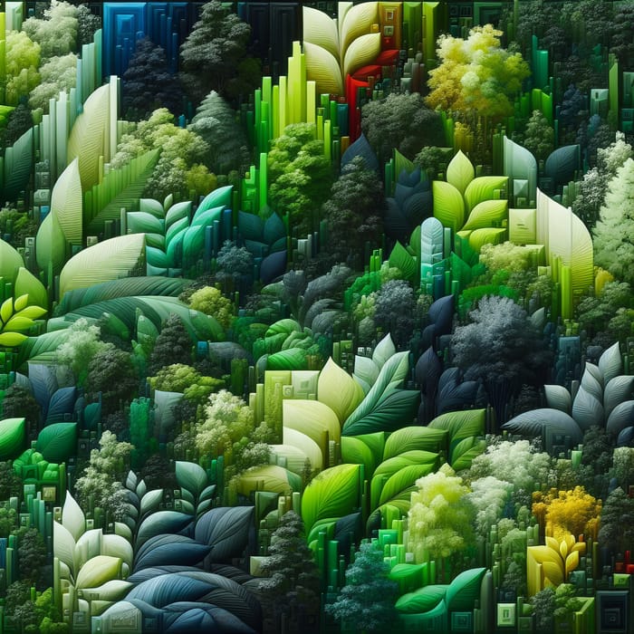 Vibrant Leafy Greens Composition - Abstract Style