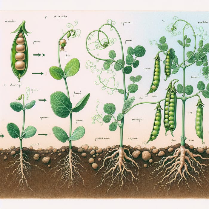 Pea Plant Life Cycle Illustration