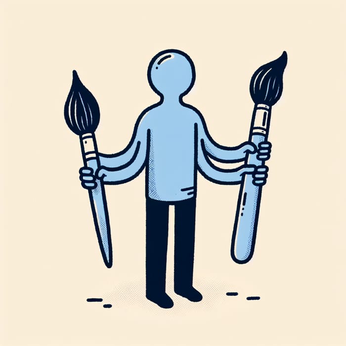Handless Person Illustration with Paintbrush Hands
