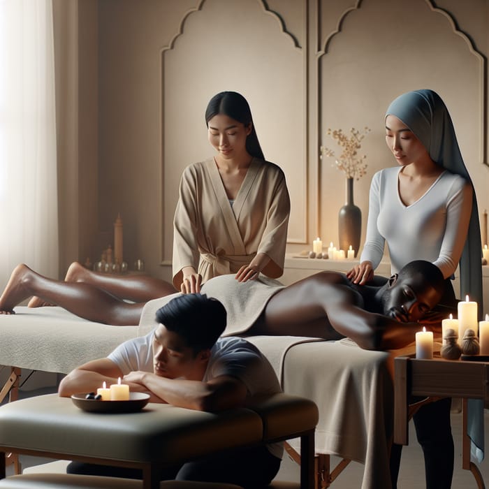 Tranquil Foot and Back Massages in Serene Spa Atmosphere