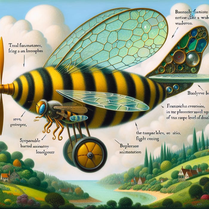 Fantasy Bee and Wasp Inspired Aircraft | Cartoon Style Ghibli Art