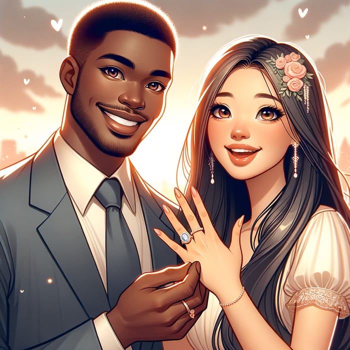 Diverse Engagement Illustration | Multicultural Couple