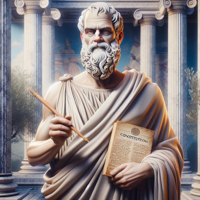 Philosopher Holding Constitution in Ancient Greece
