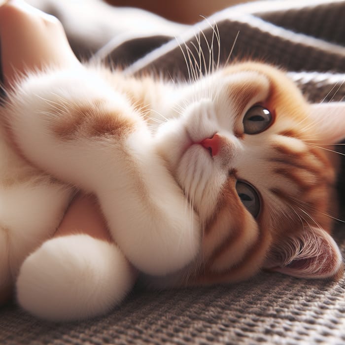 Adorable Cat in Cuddling Pose - Sweet Feline Moments