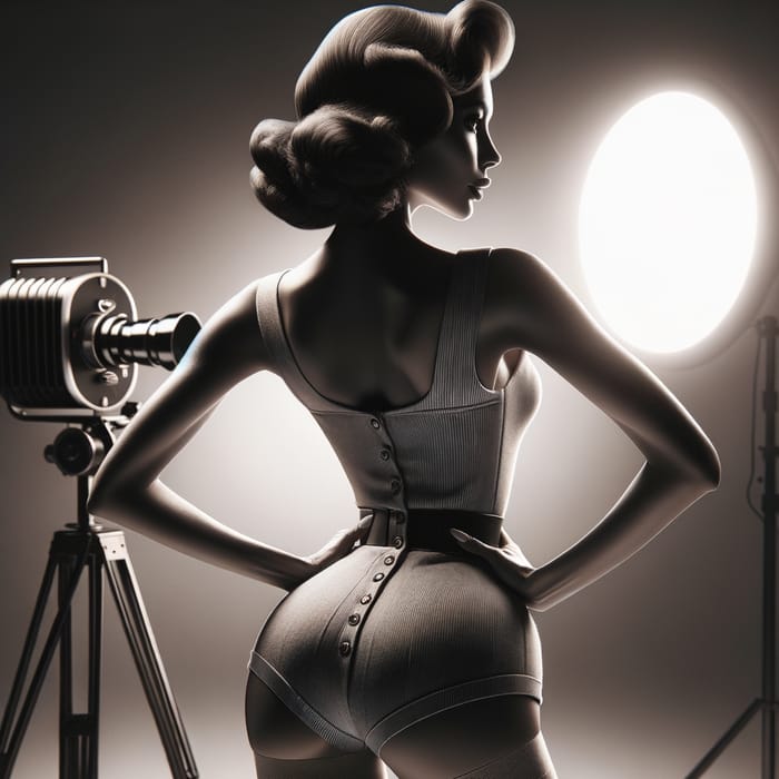 Vintage Pin-Up Silhouette: Iconic Hourglass Pose & Soft Glamour