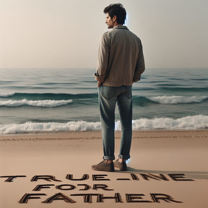 True Line for Father - Middle Eastern Man at Seashore