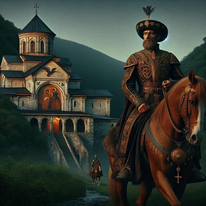 Carlos V Arriving on Horseback at Yuste Monastery | Historical Moment