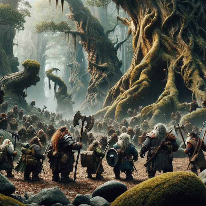 Dwarves Vs. Enchanted Trees: Epic Battle Scene