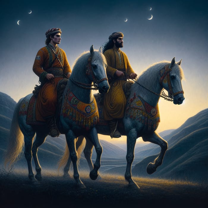 Ancient Horse Riders in Kurdish Attire