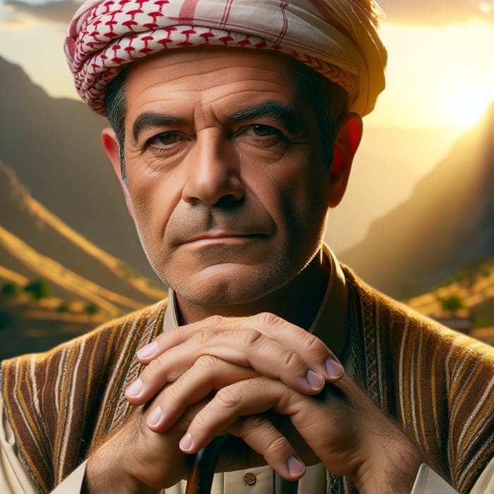 Kurdish Leader in Traditional Attire - Symbolizing Wisdom & Strength