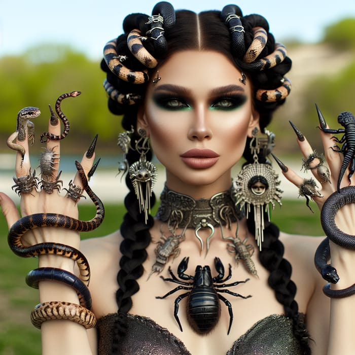 Kurdiesque Medusa: Serpentine Femme Fatale with Scorpion & Centipede Accessories