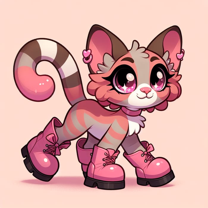 Adorable Cat with Pink Boots - Stylish Feline Character