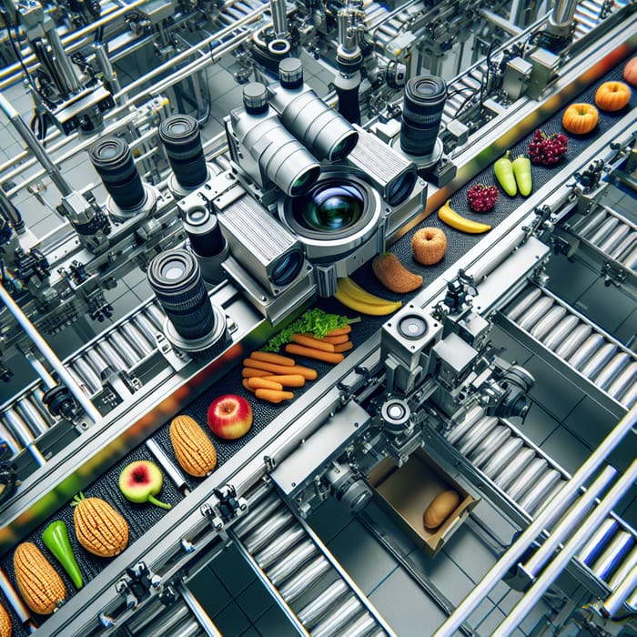 Modern Industrial Food Conveyor System with Advanced Vision Technology