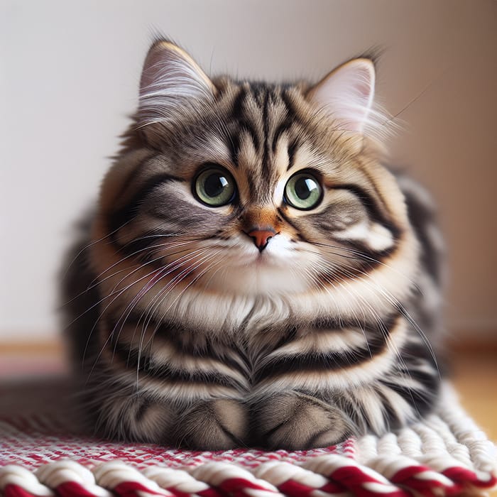 Adorable Striped Medium Cat | Playful Curious Feline
