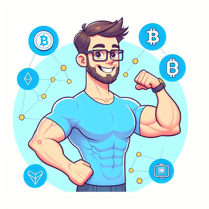 Cryptocurrency Meme Character with Short Brown Hair - Internet Sensation