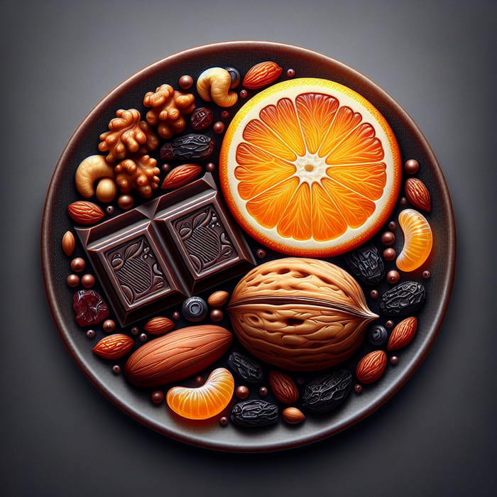 Forest Nut, Chocolate, Red Orange, Raisins