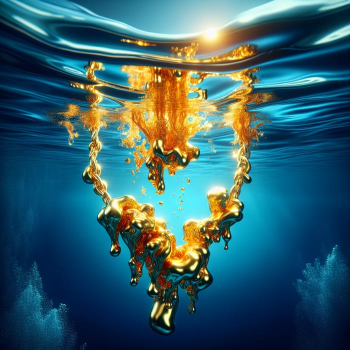 Golden Necklace Submerged Underwater - Liquid Gold Beauty