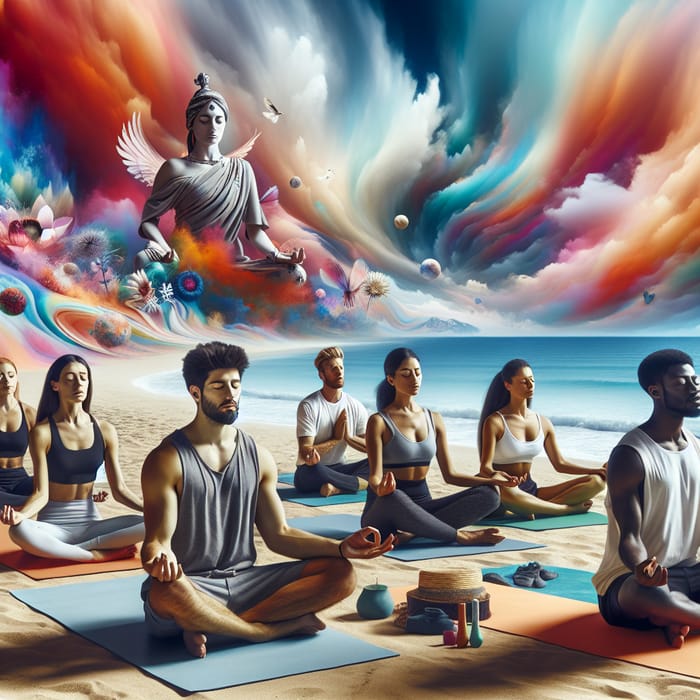 Serene Yoga Nidra Session on Beach | Diverse Group Meditation
