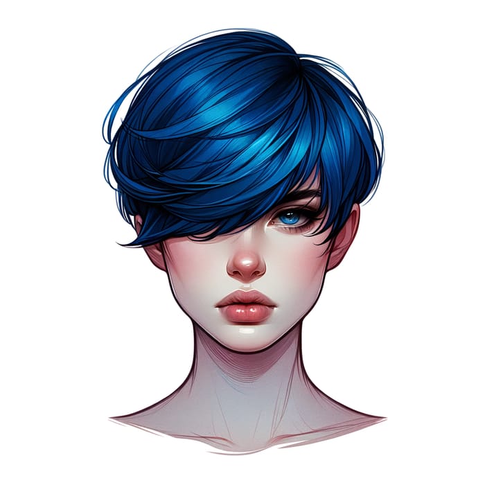 Stunning Image of Girl with Short Dark Blue Hair