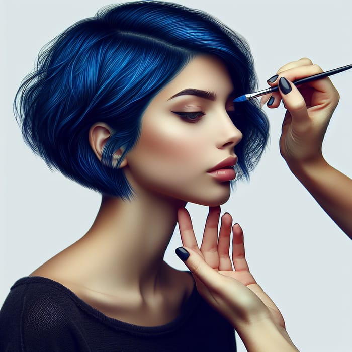 Dark Blue, Very Short Hair Girl - Mesmerizing Image