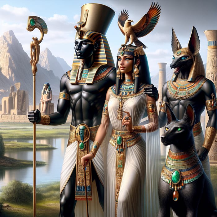 Realistic Depiction of Egyptian Gods in Traditional Art