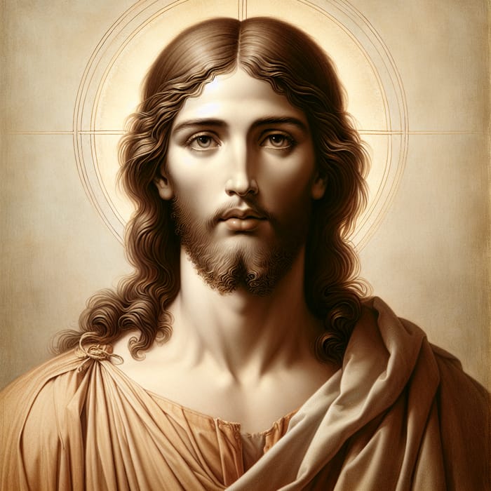 Renaissance Jesus: Tranquil Portrait in Earthy Tones