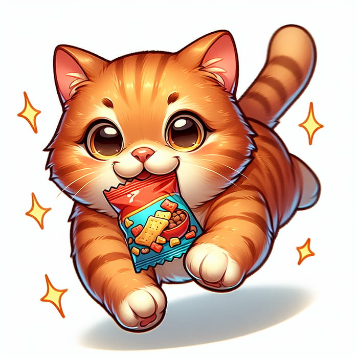 Playful Cat Running With Snacks | Fun Adventure